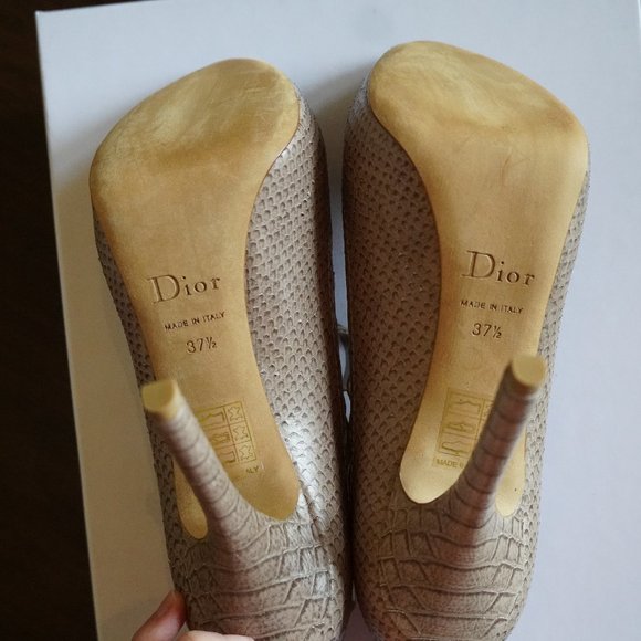 Christian Dior Embossed Python Peep Toe Booties - Picture 7 of 7